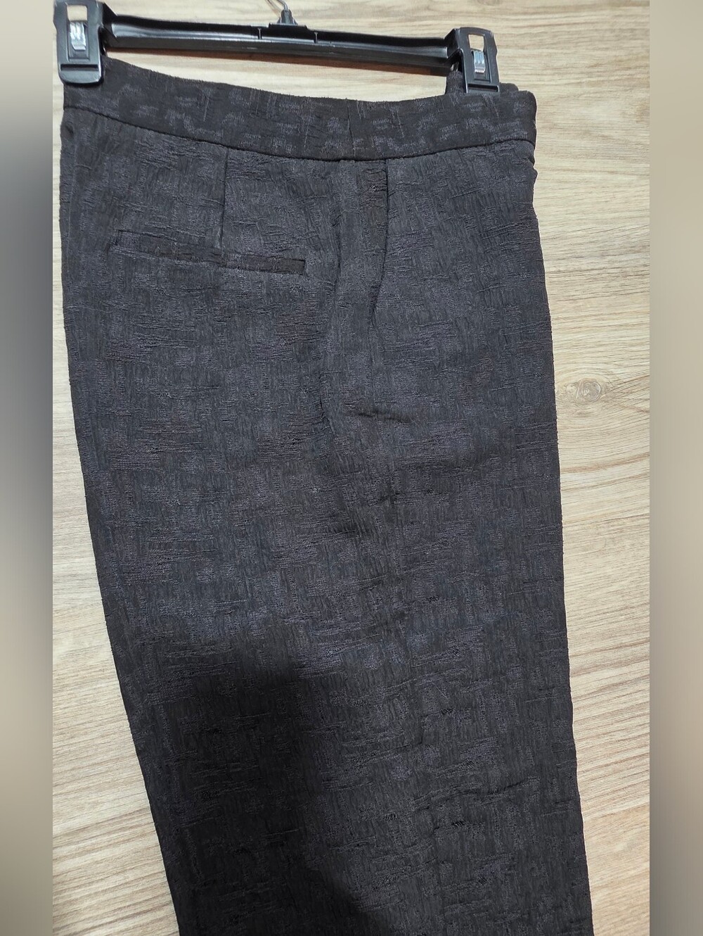 Zara Jacquard Ankle Pants Black Textured Trousers - Picture 2 of 9